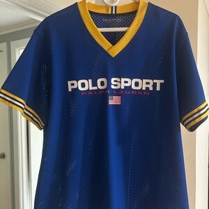 Polo Sport Blue V-Neck Mesh Jersey